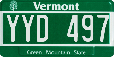 VT license plate YYD497