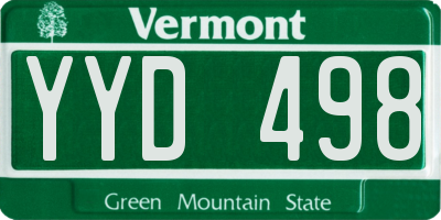 VT license plate YYD498