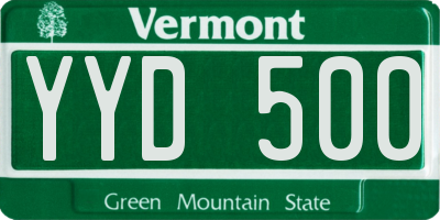 VT license plate YYD500