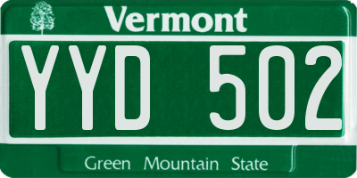 VT license plate YYD502