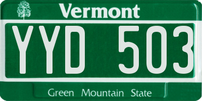 VT license plate YYD503