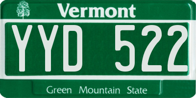 VT license plate YYD522