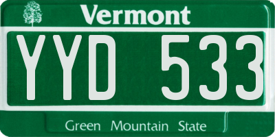 VT license plate YYD533