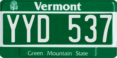 VT license plate YYD537