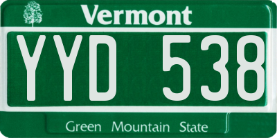 VT license plate YYD538