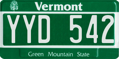 VT license plate YYD542
