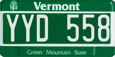 VT license plate YYD558