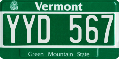 VT license plate YYD567