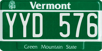 VT license plate YYD576