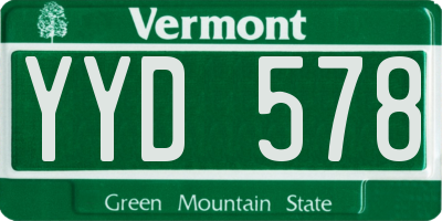 VT license plate YYD578