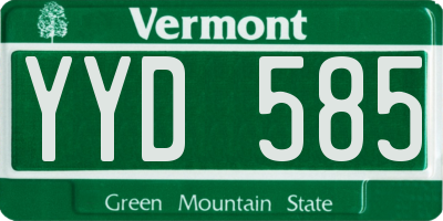 VT license plate YYD585
