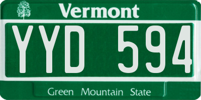 VT license plate YYD594