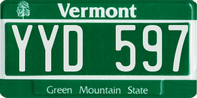 VT license plate YYD597