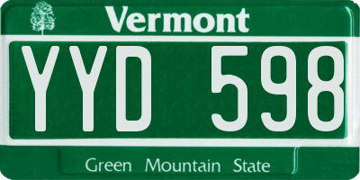 VT license plate YYD598