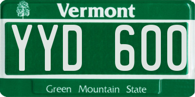 VT license plate YYD600