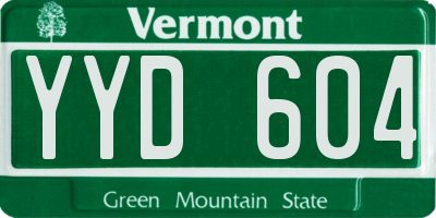 VT license plate YYD604