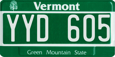 VT license plate YYD605