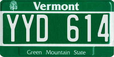 VT license plate YYD614