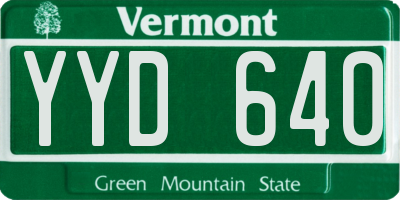 VT license plate YYD640