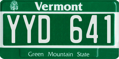 VT license plate YYD641