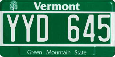 VT license plate YYD645