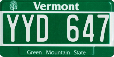 VT license plate YYD647