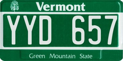 VT license plate YYD657