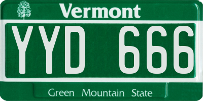 VT license plate YYD666
