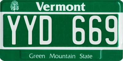 VT license plate YYD669