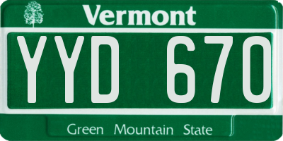 VT license plate YYD670