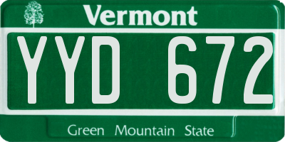 VT license plate YYD672