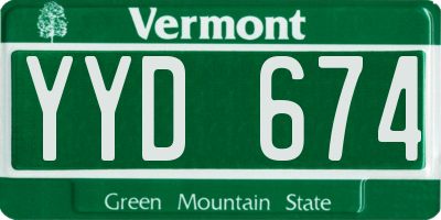 VT license plate YYD674