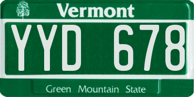 VT license plate YYD678