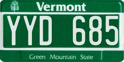 VT license plate YYD685