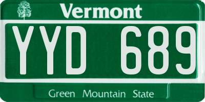 VT license plate YYD689