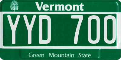 VT license plate YYD700