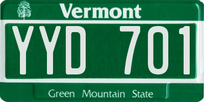 VT license plate YYD701