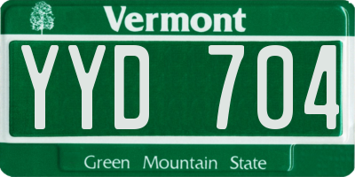 VT license plate YYD704