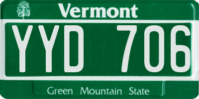 VT license plate YYD706