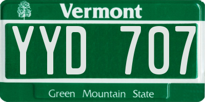 VT license plate YYD707
