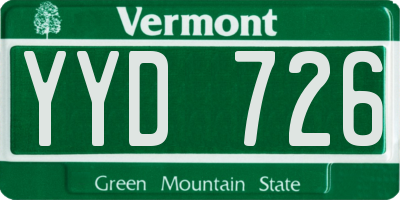 VT license plate YYD726