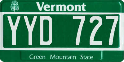 VT license plate YYD727