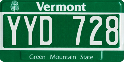 VT license plate YYD728