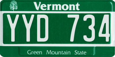 VT license plate YYD734