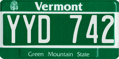 VT license plate YYD742