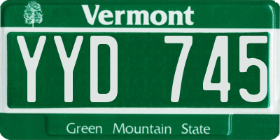 VT license plate YYD745