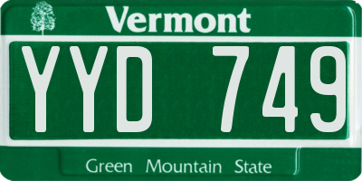 VT license plate YYD749