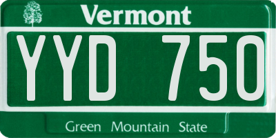 VT license plate YYD750