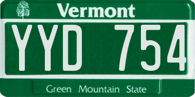 VT license plate YYD754