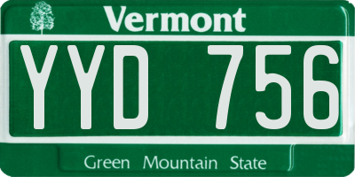 VT license plate YYD756